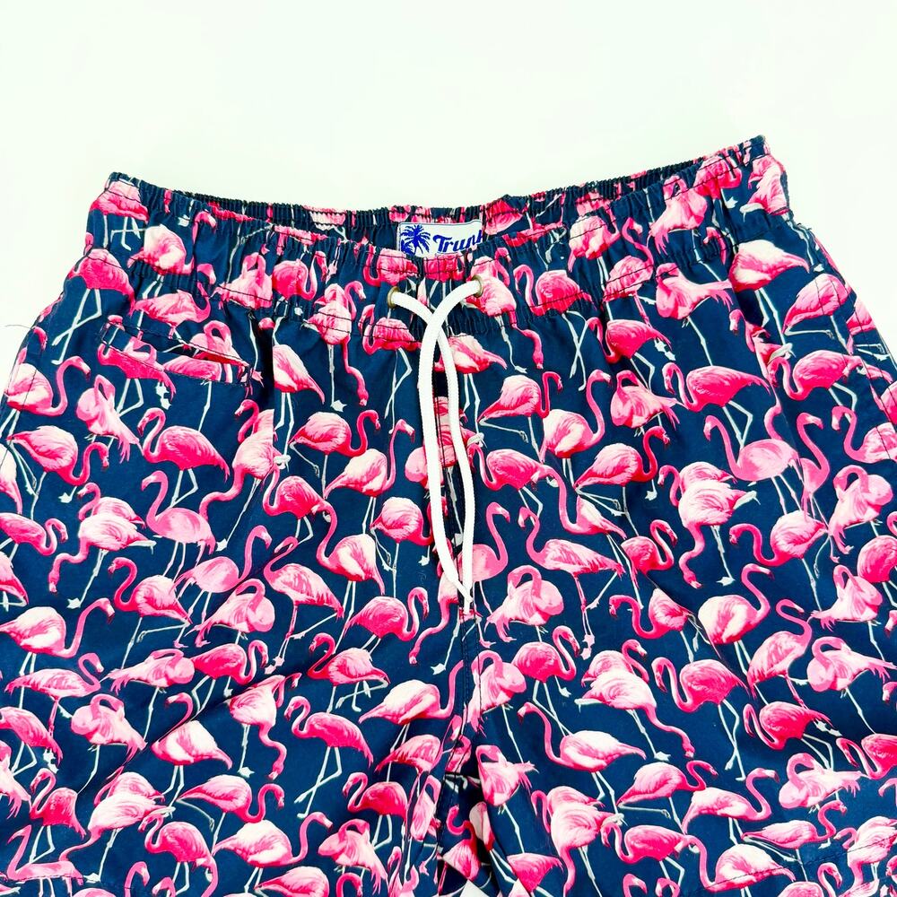 Trunks Surf & Swim Flamingo Swim Trunks Men’s Medium Navy Pink Beach Shorts - Picture 5 of 9
